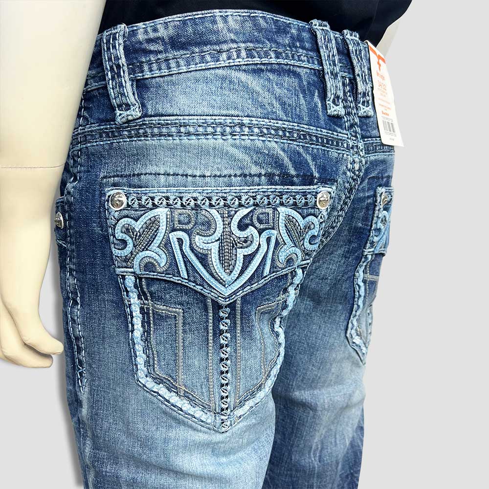 Rock Revival Western Denim – rear pocket embroidery detail